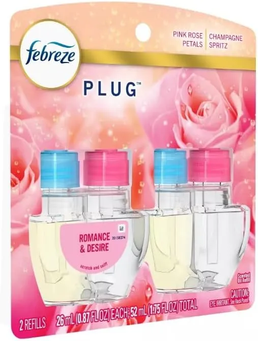 Generic Febreze Odor-Fighting Fade Defy Plug Air Freshener (2) of 0.87 fl oz Refills-NEW EXOTIC EDITION (Romance & Desire)