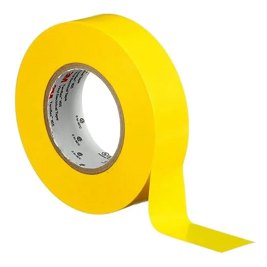 3M Temflex Multi-Purpose Vinyl Electrical Tape 165, Yellow, 3/4 in x 60 ft (19 mm x 18 m), 10 Roll Pack