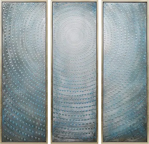 Empire Art Direct Abstract Wall Art Textured Hand Painted Canvas by Martin Edwards, Triptych, 60" x 20" each, Concentric