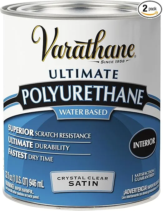 Varathane 200241H-2PK Water-Based Ultimate Polyurethane, Quart, Satin Finish, 2 Pack