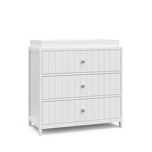 Graco Teddi 3 Drawer Chest with Changing Table Topper (White) – GREENGUARD Gold Certified, Interlocking Drawer System, Pre-Installed Drawer Tracks for Easier Assembly