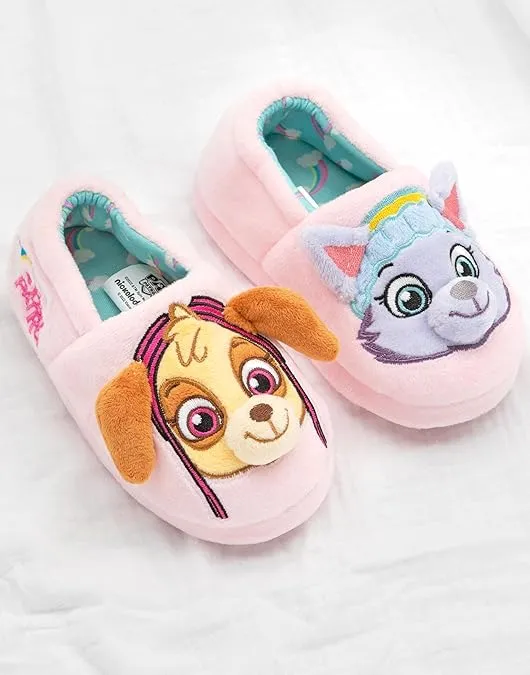 Paw Patrol Slippers Kids Toddlers | Girls Toddlers Animated Rescue Pups 3D Ears Everest Skye Pink Slip On House Shoes