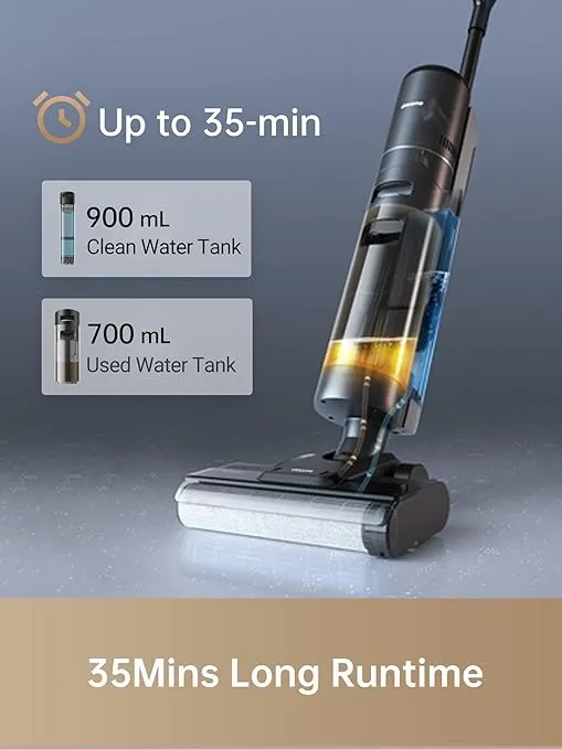 dreame H12S Wet Dry Vacuum Cleaner, Cordless Vacuum Mop All in One for Hard Floors, Edge Cleaning with Dirt Detection, Hot Air Drying, Smart Floor Cleaner Great for Sticky Messes on Multi-Surfaces