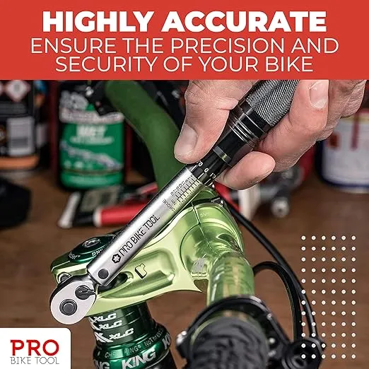 PRO BIKE TOOL Torque Wrench Set for Bikes - High-Precision 1/4 Torque Wrench with Adjustable Torque Range 2 to 20 Nm - Complete Tool Set with Allen and Torx Bits - Durable, Compact Case