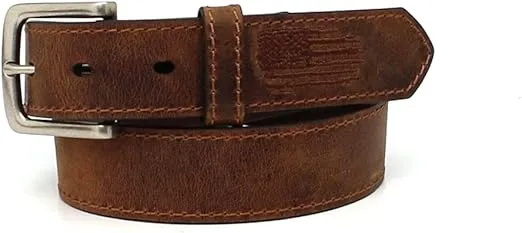 ARIAT Boy's 1 1/4 Stitch Usa Flag Shield Belt