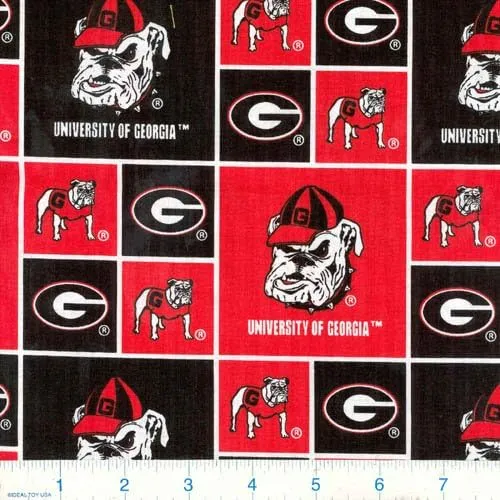 NCAA Georgia Bulldogs Broadcloth, Fabric by the Yard