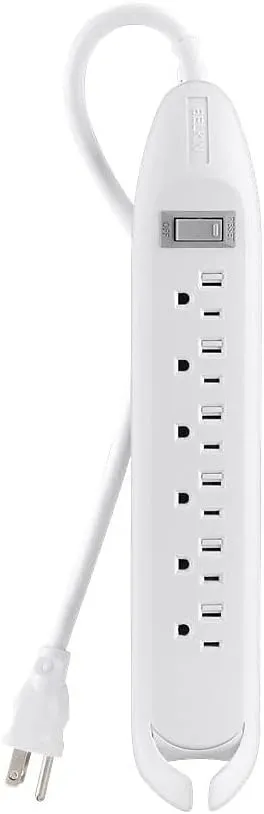 Belkin 6-Outlet Power Strip with 4-Foot Power Cord (White) (F9D160-04) Beige