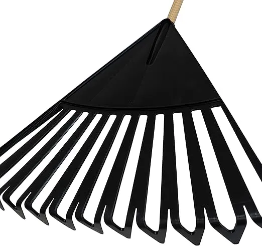 True Temper 20212010 Clog Free Leaf Rake with Hardwood/Steel Handle, 24 in. for Leaves, Grass, Clippings, Twigs, Pine Needles, Acorns, Debris, Black