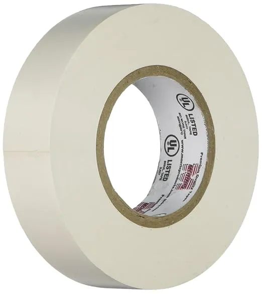 Morris 60020 White Vinyl Plastic Electrical Tape, 7 mil, PVC, 66' Length, 3/4" Width, 1-Pack