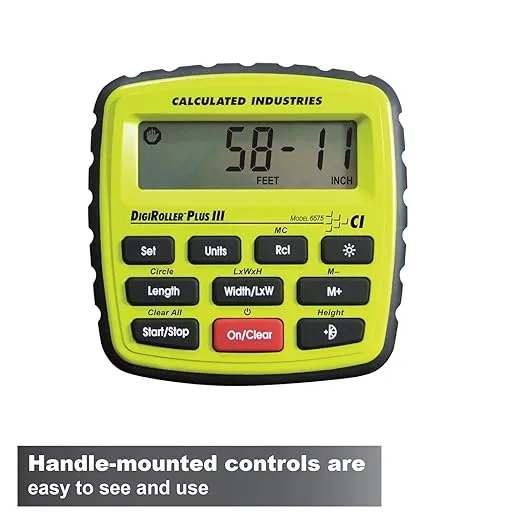 Calculated Industries #6575 DigiRoller Plus III 12.5 Inch Estimators Electronic Distance Measuring Wheel with Large Backlit Digital Display; Measure in Feet, Inches, Meters, Yards; FREE Carrying Pack