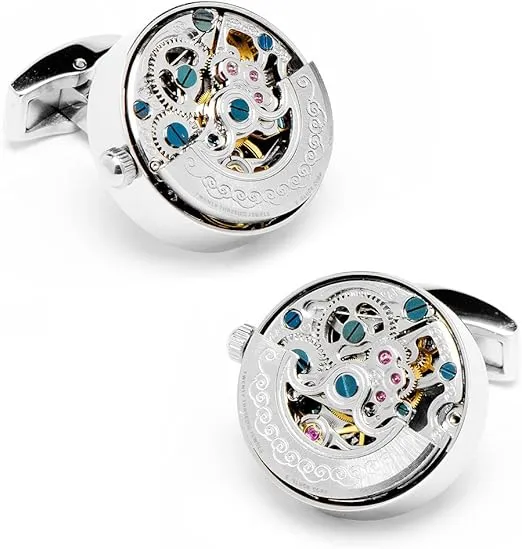 Penny Black 40 Stainless Steel Kinetic Watch Movement Cufflinks Color: Silver