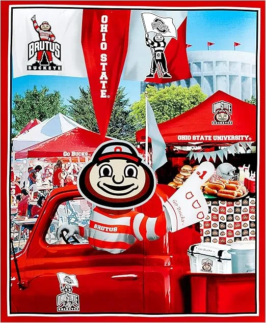 NCAA Ohio State Buckeyes Digital Tailgate Cotton Panel 36" x 44", Fabric by the Yard