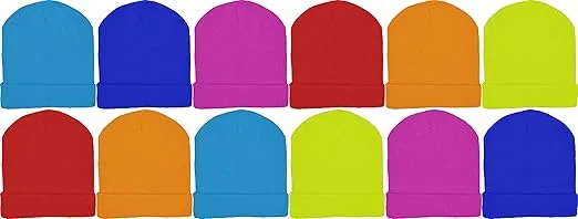 Kids Winter Beanies, 12 Pack Warm Cold Weather Hats Boys Girls Children