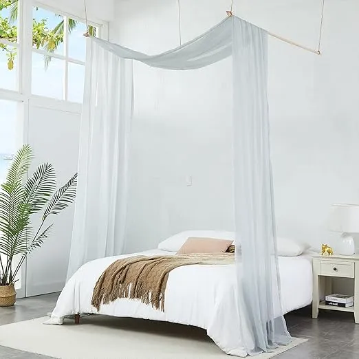 Warm Home Designs Silver Grey Bed Canopy Curtains in 55 x 216 Inch Size. Our Queen Canopy Bed Curtains Work Great as Kids Canopy, Bed Scarf, Bed Curtain or to Enhance Bed Decor. BC Silver 216"