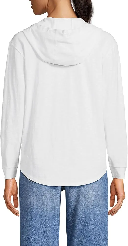 Lands' End Women's Long Sleeve Slub Hooded Popover