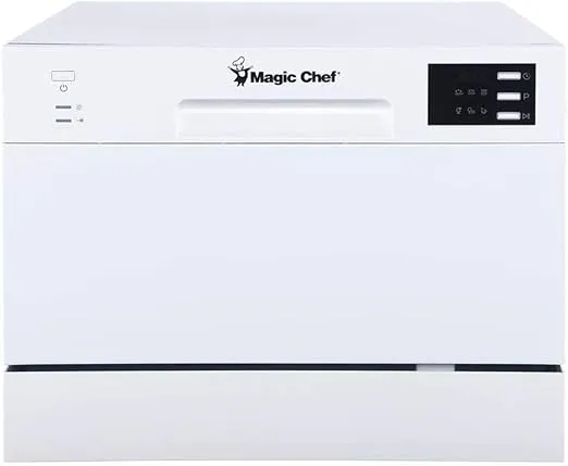 Magic Chef MCSCD6W5 Energy Star 6 Plate Kitchen Countertop Dishwasher, White