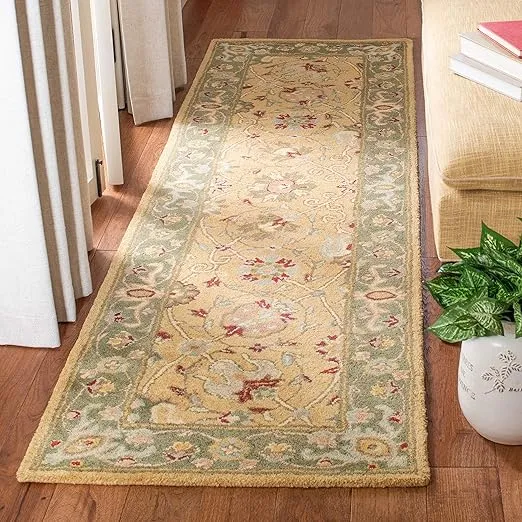 SAFAVIEH Antiquity Collection 2'3" x 10' Gold AT21C Handmade Traditional Oriental Premium Wool Runner Rug