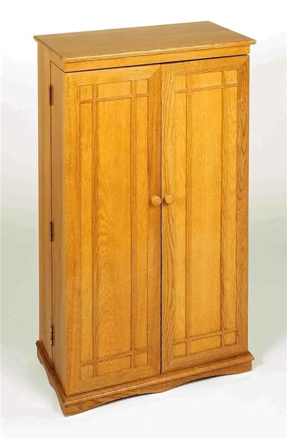 Leslie Dame Solid Oak Multimedia Storage Cabinet with Classic Mission Style Doors, Honey Oak