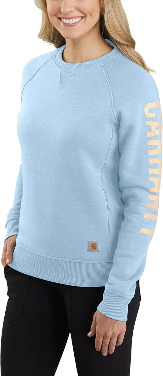 Carhartt Women's Relaxed Fit Midweight Crewneck Block Logo Sleeve Graphic Sweatshirt