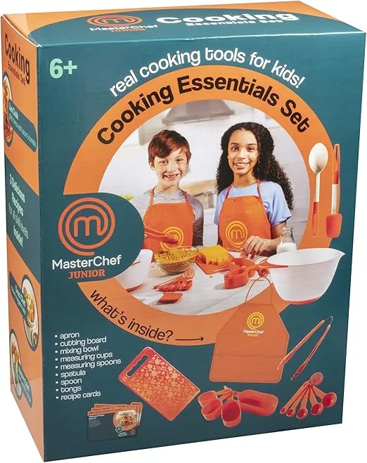 Cooking Essentials Set - 9 Pc. Kit Includes Recipes, Apron, Cutting Board, Mixing Bowl, Measure Cups, Spoons, Homemade Holiday Gifts