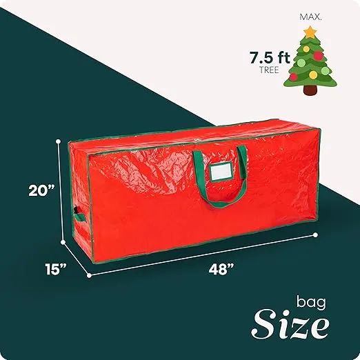 Handy Laundry, Christmas Tree Storage Bag - Stores 7.5 Foot Artificial Xmas Holiday Tree, Durable Waterproof Material, Zippered Bag, Carry Handles. Protects Against Dust, Insects and Moisture.