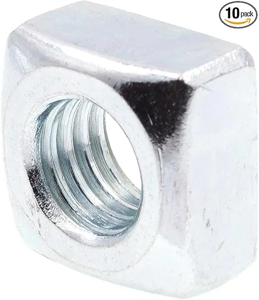 Prime-Line 9192695 Square Nuts, 1/2 In.-13, Zinc Plated Steel (10 Pack)