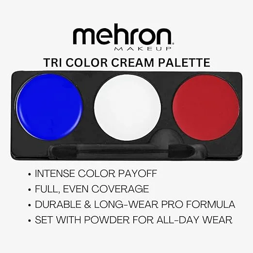 Mehron Makeup Tri-Color Character Makeup Palette | Halloween, Special Effects and Theater Cream Makeup FX Palette | Face Paint Makeup .7 oz (20 g) (CLOWN)