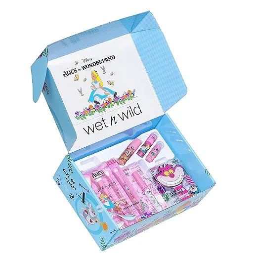 wet n wild Alice in Wonderland PR Box - Makeup Set with Versatile Brushes, Buildable & Blendable Palettes, Vibrant Colors, & Lip Glosses for Unique Looks, Cruelty-Free & Vegan