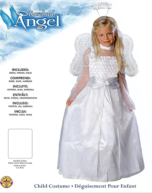 Rubies Rosebud Angel Child Costume, Large, One Color, White, Large for Themed Parties and Halloween