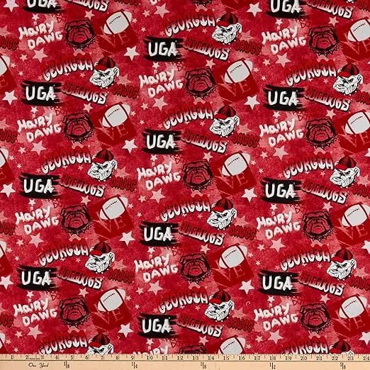 NCAA Georgia Bulldogs Graffiti Cotton, Fabric by the Yard