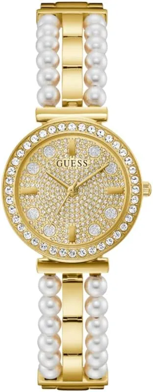 GUESS Ladies 30mm Watch - Gold Tone Bracelet Champagne Dial Gold Tone Case