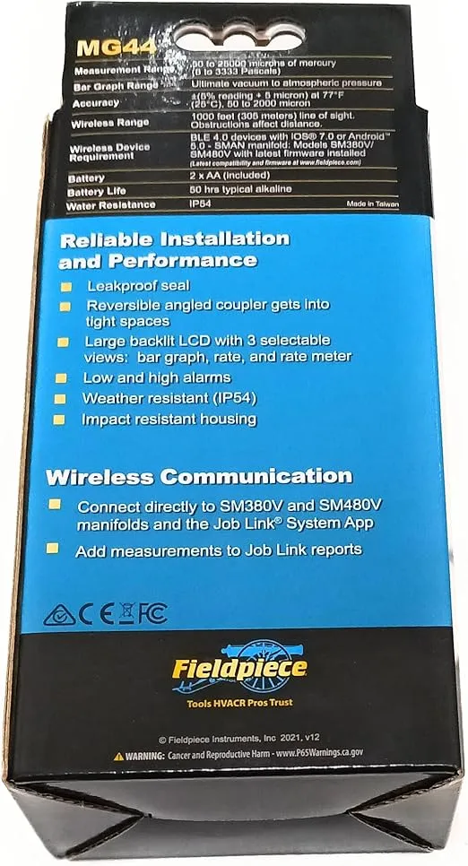 Fieldpiece MG44 - Wireless Vacuum Gauge