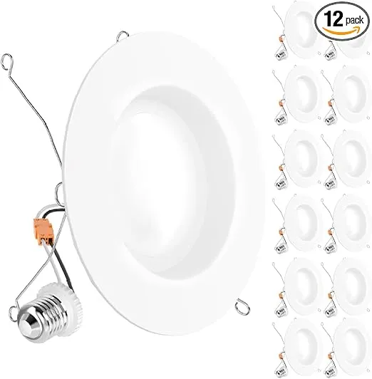 Sunco 12 Pack Retrofit LED Recessed Lighting 6 Inch, 3000K Warm White, Dimmable Can Lights, Smooth Trim, 13W=75W, 965 LM, Damp Rated - UL Listed