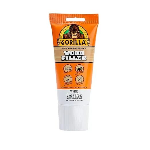 Gorilla All Purpose Wood Filler, 6oz Tube, White (Pack of 1)