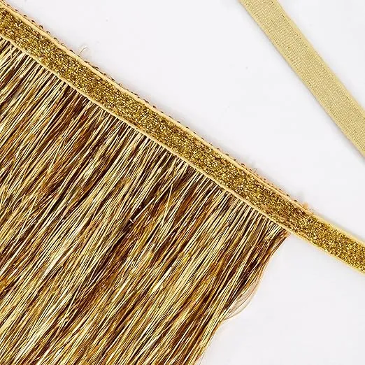 Meri Meri Gold Tinsel Fringe Party Banner (Pack of 1), 10' Gold Party Garland Including Excess Cord