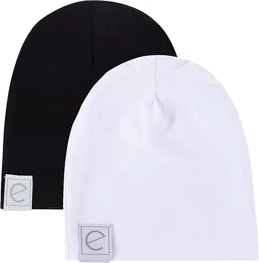 Ely's & Co. 2-Pack Jersey Cotton Baby Beanie Hat Set, 0-3 Months