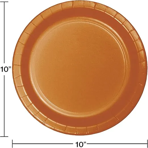 Creative Converting Touch of Color 24-Count Paper Banquet Plates, Pumpkin Spice, 10.25", Orange