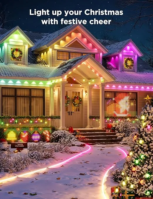 Govee Permanent Outdoor Lights, Smart RGBIC Outdoor Lights with 75 Scene Modes, 50ft with 36 LED Christmas Lights, IP67 Waterproof for Christmas Decorations, Work with Alexa, Google Assistant, White