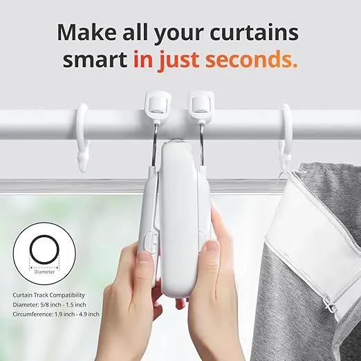 SwitchBot Automatic Curtain Opener - Bluetooth Remote Control Smart Curtain with App/Timer, Upgraded High-Performance Motor, Add SwitchBot Hub to Work with Alexa, Google Home, HomeKit (Curtain 3, Rod)