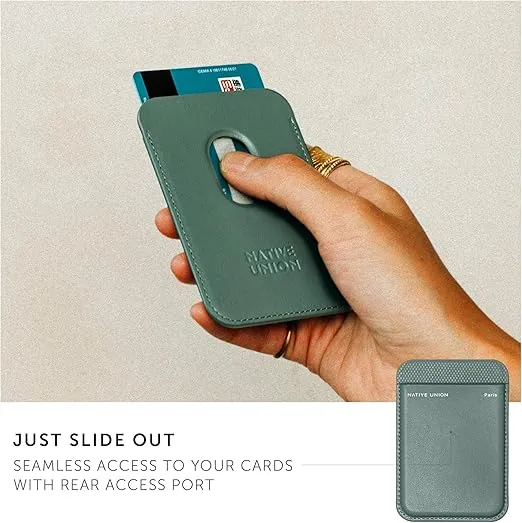 Native Union (Re)Classic Wallet | Magnetic – MagSafe Compatible Card Holder for iPhone 16,15, 14, 13 – Extra Secure & Ultra Slim – Safely Stores 3 Essential Cards – Plant-based Materials (Slate Green)