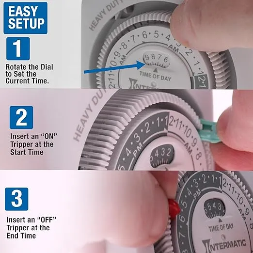 TN311 Heavy-Duty 24-Hour Indoor Mechanical Plug-in Timer - Efficient Control for 2 Devices, Customizable Scheduling - Timer for Lighting, Fans & Small Appliances