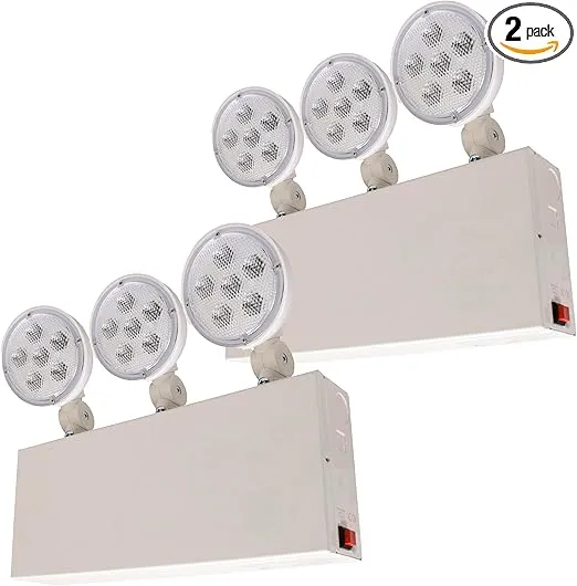 LFI Lights | NYC Approved Emergency Light | Steel Housing | Three LED Adjustable Round Heads | Hardwired with Battery Backup | UL Listed | (2 Pack) | EL-STLED