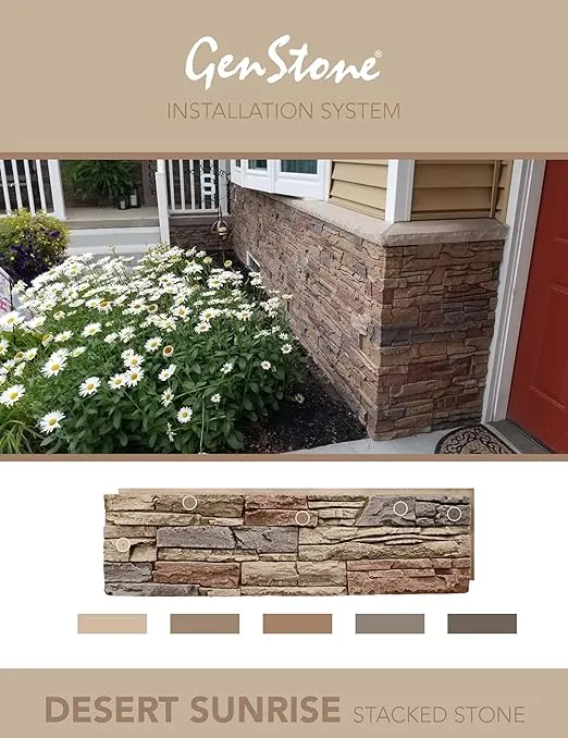 GenStone Faux Stacked Stone Panel 41" x 11.25" in Desert Sunrise Color for Do It Yourself Friendly Home Improvement Projects