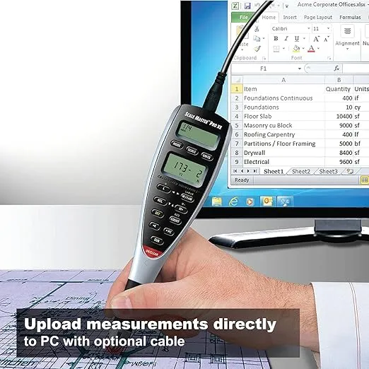 Calculated Industries 6135 Scale Master Pro XE Advanced Digital Plan Measure for Estimating Plan Takeoffs on Printed Blueprints | 91 US Imperial and Metric | 10 Custom Scales for Out of Scale Plans , White