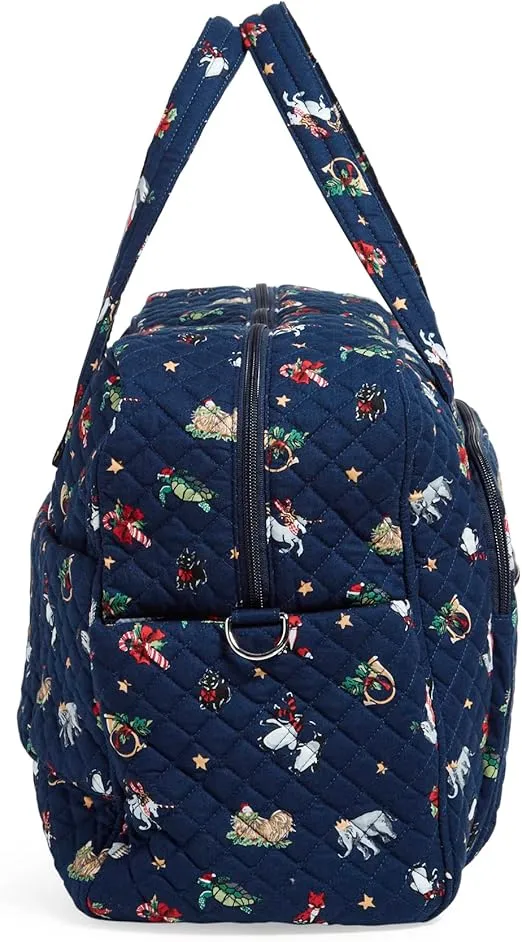 Vera Bradley Women's Cotton Weekender Travel Bag, Snow Globe Motifs - Recycled Cotton, One Size