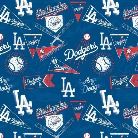 LA Los Angeles Dodgers Cotton Fabric - MLB Team Logo Cotton Fabric by The Yard, Fat Quarter, Half Yard, 1 Yard, 2 Yard Cuts