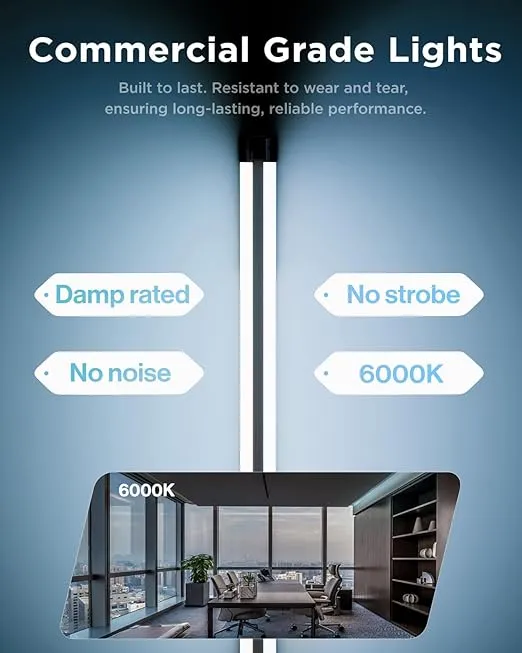 Sunco Linkable LED Utility Shop Light, 4500 LM, 6000K Daylight Deluxe, 4 FT, 48 Inch Integrated Fixture for Garage, 40W Equivalent 150W, Surface + Suspension Mount, Black