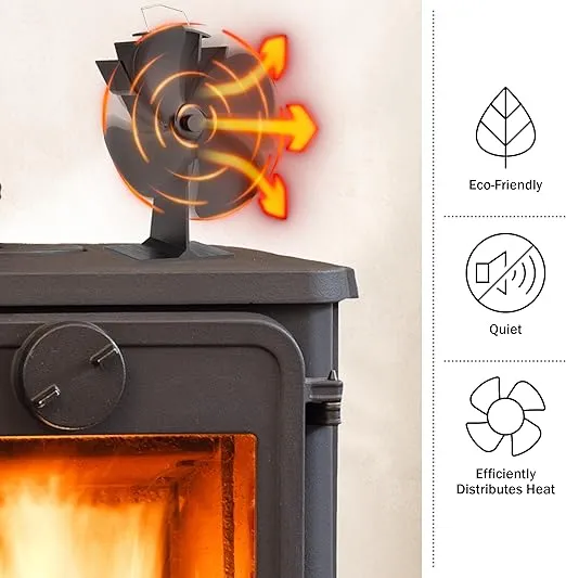 Home-Complete Stove Fan- Heat Powered Fan for Wood Burning Stoves or Fireplaces-Quiet and Low Maintenance, Disperses Warm Air Through House