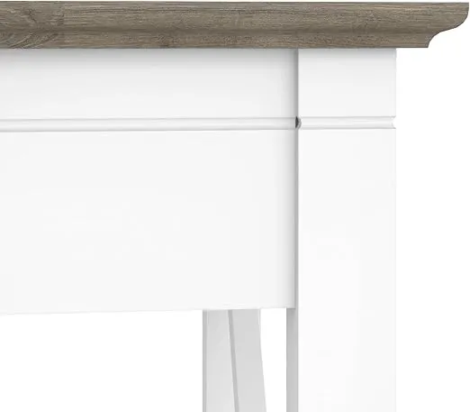 Bush Furniture Key West 60W Modern Farmhouse L Shaped Desk in Pure White and Shiplap Gray | 60-Inch Corner Table for Home Office