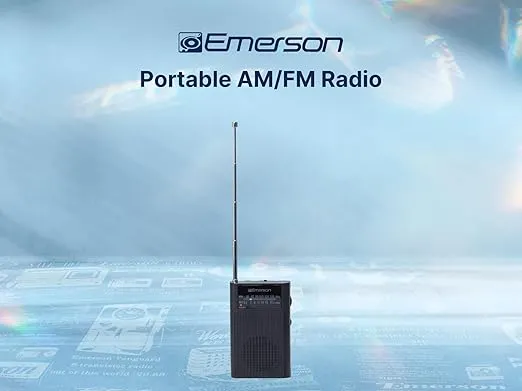 Emerson ER-7000 Portable AM/FM Radio with Built-in Speaker, Easy-Tuning Dial, Compact Design, and Headphone Jack – Ideal for Listening to Music, News, and Talk Shows at Home or On-The-Go